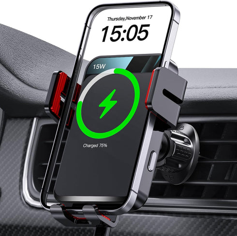 MOKPR Wireless Car Charger, Auto-Clamping Car Mount 15W/10W/7.5W Fast Charging Air Vent Car
