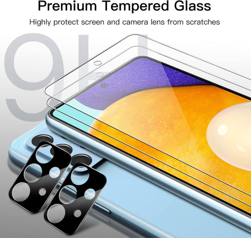 JETech Screen Protector for Samsung Galaxy A52 / A52 5G / A52s 5G with Camera Lens Protector, Tempered Glass Film, HD