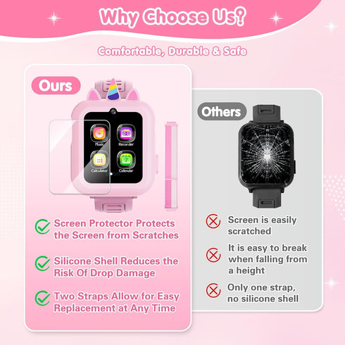 MOFGDNI 39 12/24 3-12 Smart Watch for Kids with Games Touchscreen Camera Video, Music Player, Pedometer, Calculator
