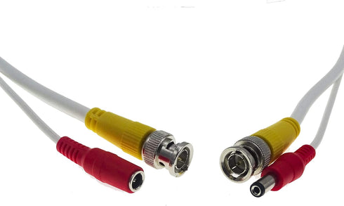 Pre-Made All-in-One Siamese RG59 BNC Video and Power CCTV Cable, 1X6.6ft (White)