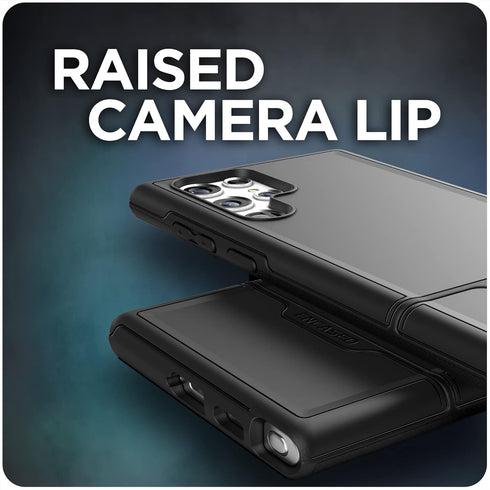 ENCASED Heavy Duty Protective Case for Samsung Galaxy S22 Ultra - Black Phone Cover