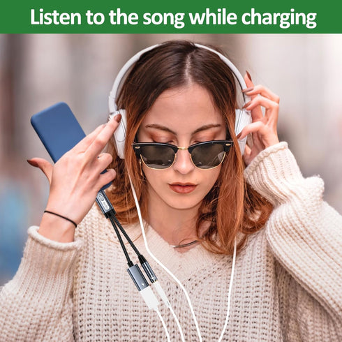 USB C to 3.5 mm Headphone and Charger Adapter, 2-in-1 USB C to 3.5 mm Female and USB C Charging Port, Fast Charging