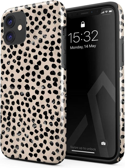 BURGA Cute Phone Case for iPhone 12, Trendy Aesthetic Hard Shell Protection, Almond Latte