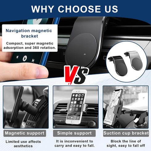 Nouiseuns 2 Pack Magnetic Navigation Bracket Universal Alloy Car Magnet Vent Phone Holder for Cell Phone, Strong