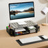 gianotter Desk Computer Monitor Stand Riser with Drawer and 2 Pen Holders, Black Desk Organizer for Office