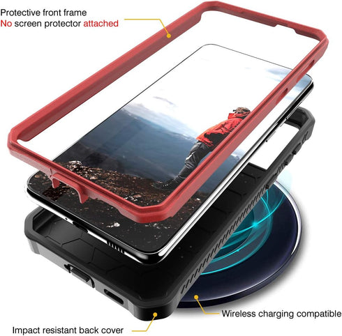 ArmadilloTek Vanguard Case for Samsung Galaxy S21 Plus, Military Grade Full-Body Rugged with Built-in Kickstand (Red)
