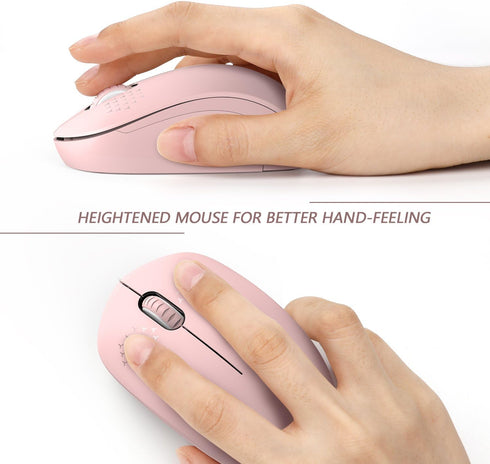 seenda Wireless Mouse, 2.4G Noiseless Mouse with USB Receiver, Portable Computer Mice, Pink