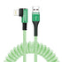 Coil iPhone Charger Cable USB A to Lightning Cord (2ft to 8ft) Mfi Certified CarPlay Right Angle (Sage Green)