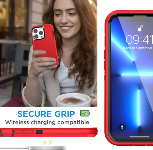 AICase iPhone 13 Pro Case (6.1") - Rugged, Heavy Duty, Shockproof, Dust Proof, with Glass Screen Protector.