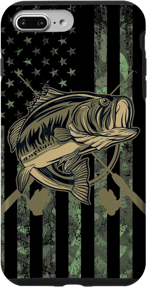 Camo American Flag Bass Fishing Gift Case for iPhone 7 Plus/8 Plus for Fishing Lovers