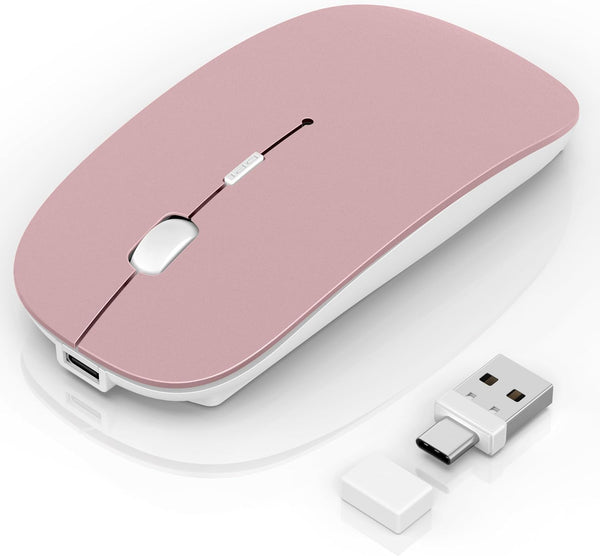 Gizdot Wireless Mouse for Laptop/MacBook Air/Pro & iPad, Mouse Jiggler Mode Bluetooth 5.2/2.4G