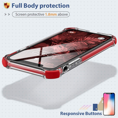 MATEPROX Clear Hybrid TPU Hard Cover Case for iPhone Xs Max with Thin Shockproof Bumper (Red)