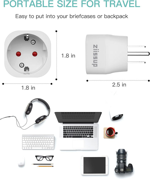 European to USA Plug Adapter, EU to US Plug Adapter, Europe to USA Travel Converter for Most of Europe EU Spain France Type C/E/F Plugs to US Power Adapter, 1-Pack.