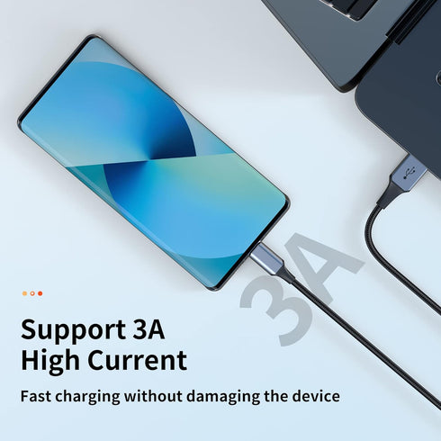 USB C Cable 3-Pack(3ft/6ft/6ft), USB A to USB C Fast Charger Cord Nylon Braided Compatible with 15/Plus/Pro/Pro Max,Galaxy S22 S21 A51 S10 S9, and Other USB C Devices-Black