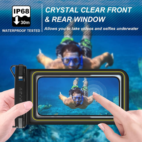 IP68 Floating Waterproof Phone Pouch - Case for iPhone 15 14 13 12 11 Pro Max, Float Dry Bag with Adjustable Lanyard