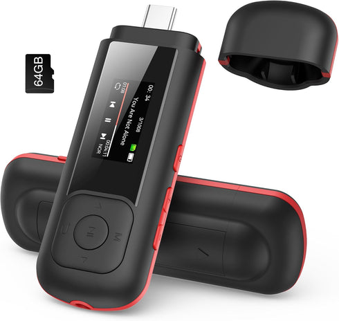 AGPTEK 64GB USB C MP3 Player, A55PL 2 in 1 Type-C & USB
