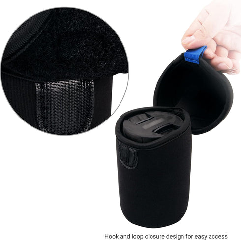 JJC Water Resistant Neoprene Camera Lens Pouch Case, Fold-Over Bag for Mirrorless Lenses Up to 3.1 x 4.6