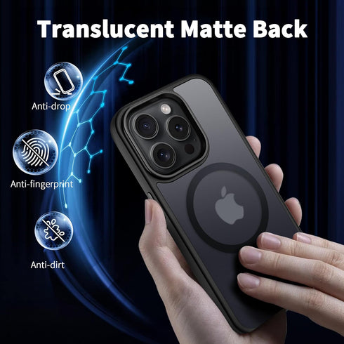 CACOE iPhone 15 Pro Max Magnetic Case 2023, 6.7", Shockproof, Anti-Fingerprint, MagSafe & Car Mount Compatible, Black.
