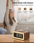 Alarm Clock with Wireless Charging, Bluetooth Speaker, White/Brown Noise Sound Machine Night Light, Wooden Digital