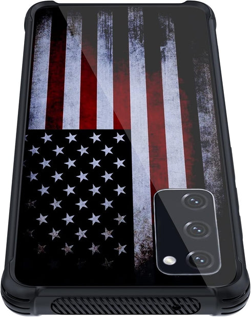 Tnarru Compatible with Samsung Galaxy S20 FE Case, American Flag Pattern Hard PC Back and Soft TPU Sides
