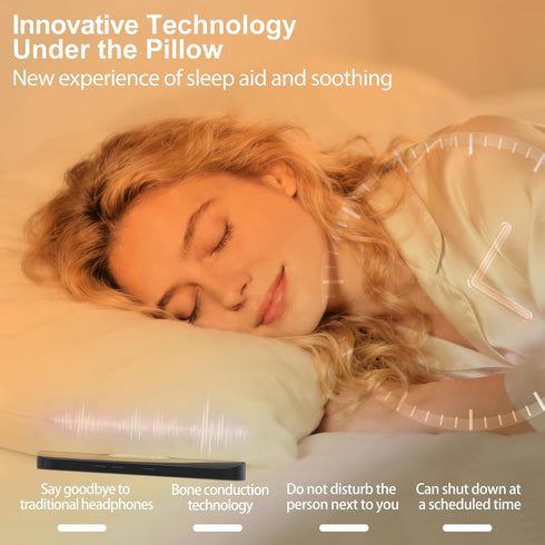 Hesond Pillow Speaker Bone Conduction Stereo Bluetooth Wireless Music Mini Portable Sleep Headphones Bar Sleep Speaker