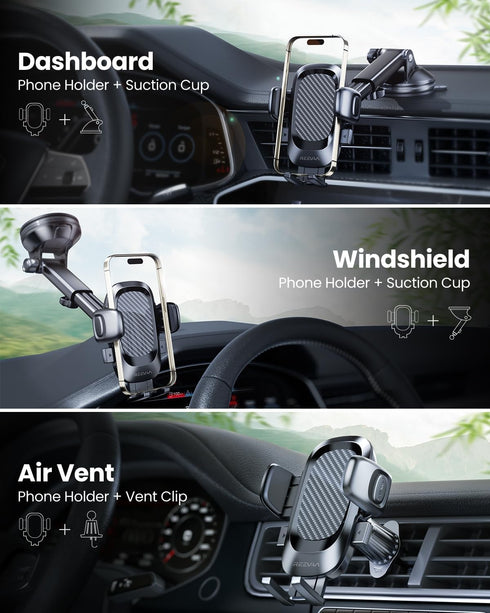 Phone Holder for Car with New Rotating Base, Universal Cell Phone Mount for Dashboard, Windshield, Long Arm