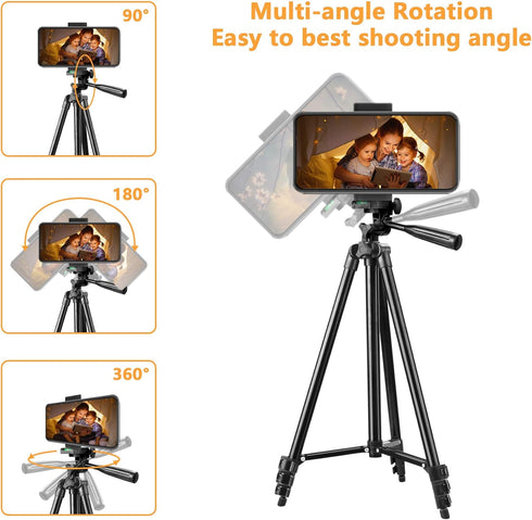 LINKCOOL 42 inches Phone Tripod, Portable Adjustable Cell Phone Tripod Stand with Phone Mount & Wireless Control Remote