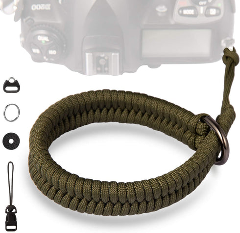 Adjustable Nylon Camera Wrist Strap, 1 Pack, for GoPro, DSLR, Fuji, Canon, Quick Release, Green