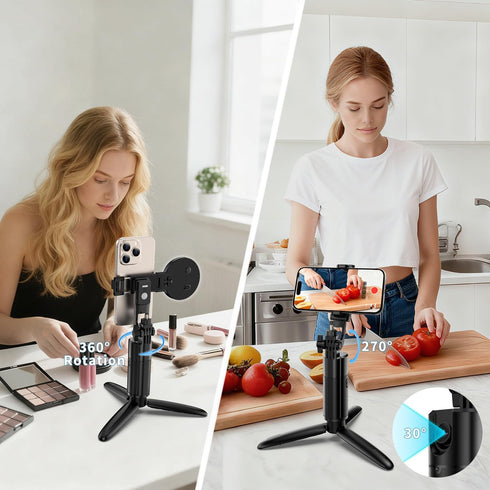 Stjiatu 360 Auto Face Tracking Tripod Rotation iPhone Desk Stand. Cell Phone Photo Vlogging Kit with Remote & Gesture