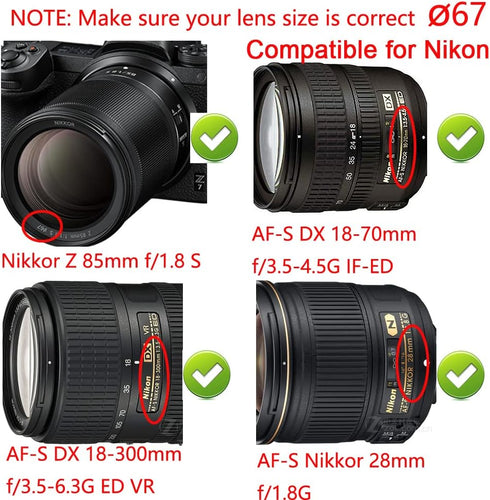 67MM Lens Cap Cover for Canon 77D 90D with EF-S 18-135mm Lens Cap, Nikon D750 D780 with 18-105mm 16-85mm Lens Cap [2