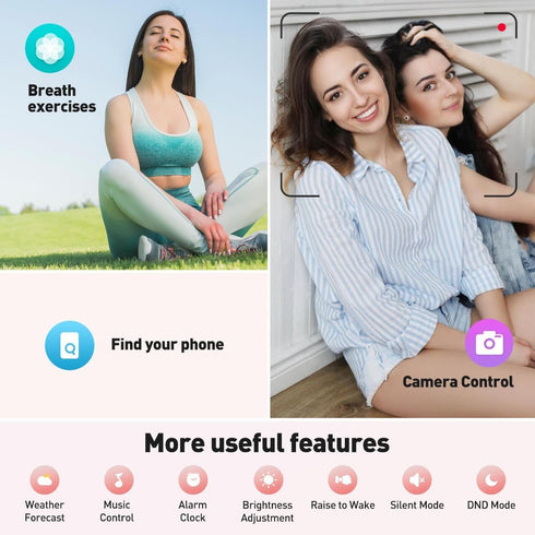 Smart Watch for Women, Android & iPhone, Alexa Built-in, IP68 Waterproof Fitness Watch, Bluetooth Call, Heart