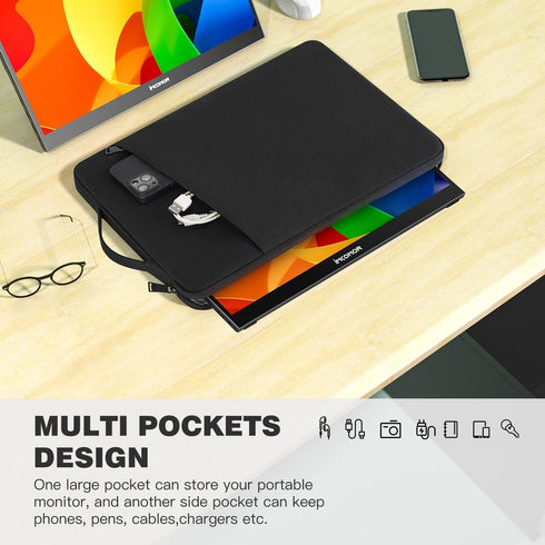 17.3 Inch Portable Monitor Case, Protective Sleeve for ASUS Arzopa Bimawen, Black