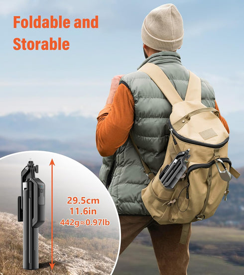 71 Inch Tall Selfie Stick Phone Tripod with Detachable Wireless Remote and 2 LED Lights for Recording, Video, Picture,