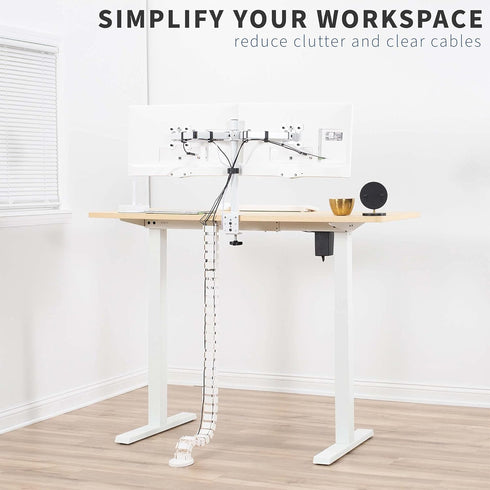 VIVO Vertebrae Cable Management Kit, Adjustable Quad Entry Wire Organizer for Home Office, White