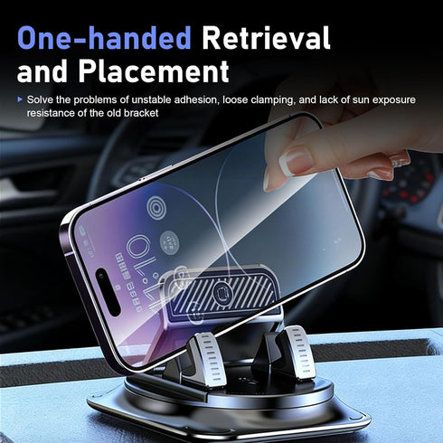 Dogary Car Dashboard Phone Holder, Rotating One-Hand Operation Bracket with Anti-Slip Base, Auto-Locking Secure