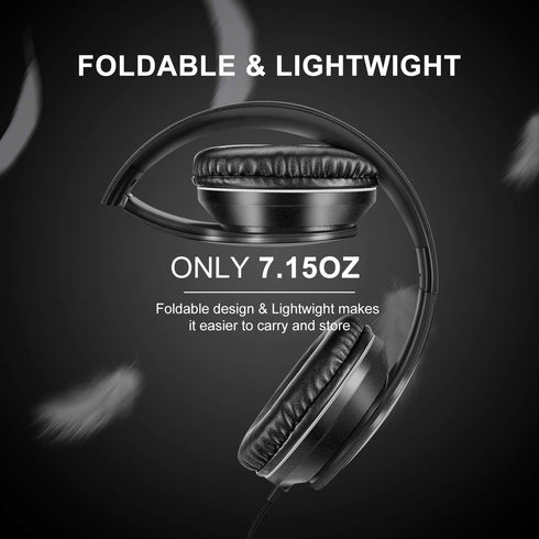 LORELEI X6 Over-Ear Headphones with Microphone, Lightweight Foldable & Portable Stereo Bass Headphones