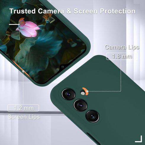 Samsung Galaxy A15 5G Case, Deep Green Soft Anti-Scratch Silicone Phone Cover with 1 Screen Protector, Full Body