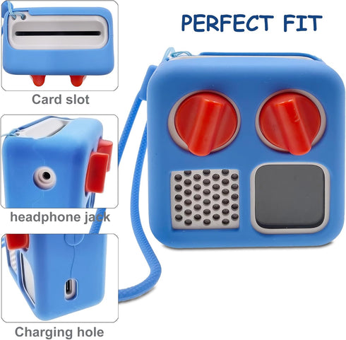 YOTO Mini Bluetooth Audio Player Hard Carrying Case with Silicone Skin Cover, Kids Screen-Free Accessories (Blue)
