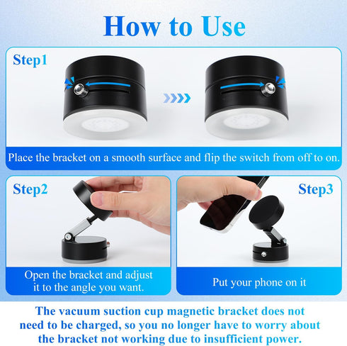 Kanroadi 2025 Vacuum Magnetic Suction Phone Holder, New Magnetic Suction Phone Mount, Foldable Portable Double-Sided