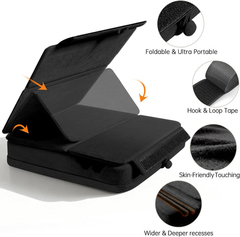 TpeeTeek 4-13" Tablet Pillow Stand with Storage, Foldable iPad Holder for Lep, Bed, Sofa, and Desk - Soft Pad Dock