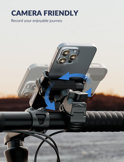 Bike Phone Mount for Electric, Mountain, Scooter, and Dirt Bikes, Universal 360° Bicycle Handlebar Holder for iPhone
