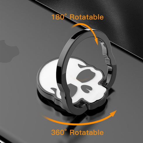 homEdge Cell Phone Skull Ring Grip, 360° Adjustable Finger Ring Holder, Set of 2 Packs - Black and White for Magnetic