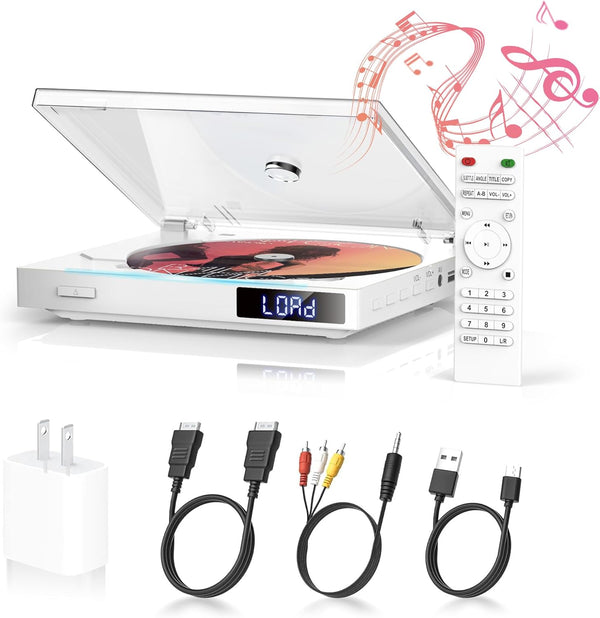 Mini DVD Player with HiFi Built-in Speakers, Region Free DVD Players for TV, HDMI & AV Output, Super Small CD/DVD
