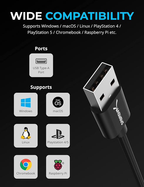 SABRENT USB Type A to 3.5mm Dual Function Audio Jack Active Adapter, 20" Cable