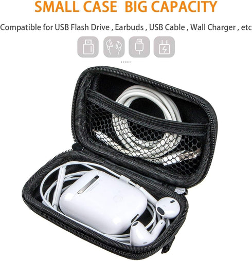 GLCON Small EVA Electronic Carrying Case - Hard Shell Protection Zipper Case for Earbud, Wired Earpiece, Bluetooth Headset, Earphone, Charger - Cell Phone Accessories Small Gadgets Organizer - Silver