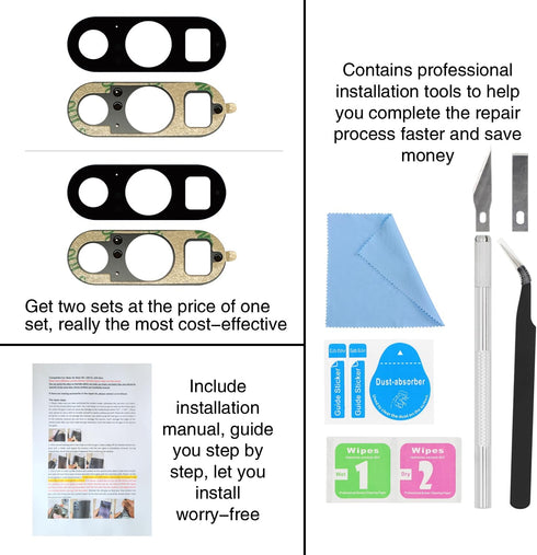 2 PCS for ASDAWN Back Rear Camera Lens Glass Replacement for Google Pixel 8 Pro 6.7 Inches with Pre-Installed Adhesive