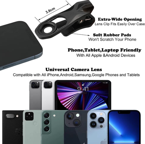 ALILUSSO 180 fisheye Lens for iPhone Samsung Google Android Smartphone,with Clip,Cell Phone Lens,anamorphic Lens,Funny