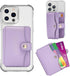 M-Plateau Phone Wallet Stick on Card Holder with Slim 3M Sticker for iPhone 14 Pro Case and Most Smartphones (Lavender)