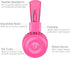 noot products Kids Headphones K22 Foldable Stereo Tangle-Free 5ft Long Cord 3.5mm Jack Plugin Wired On-Ear Headset for iPad/Amazon Kindle Fire/Girls/School/Laptop/Travel/Plane/Tablet FlamingoPink