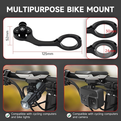 Out Front Bike Combo Mount for Garmin Edge Wahoo Elemnt Computer, Extended Cycling Mount for Bryton Cateye GoPro